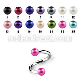spepr espiral ceja acero quirurgico bolas perlas falsas 3mm mayorista