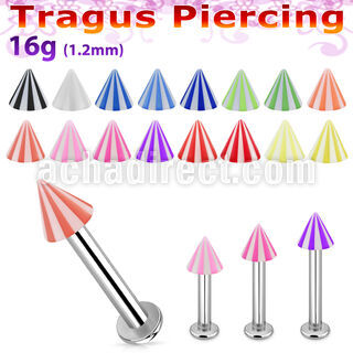 tlbbecn3 labret tragus acero 316l base redonda 2 5mm tragus piercing cono playa acrilico uv 3mm distribuidor mayorista