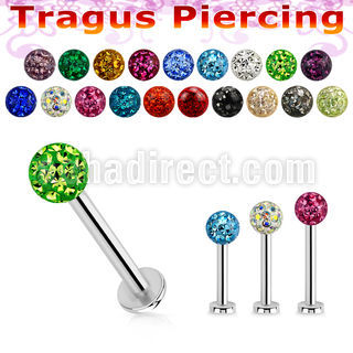 tlbfr3 labret tragus acero 316l base redonda 2 5mm tragus piercing bola 3mm multi cristal ferido distribuidor
