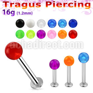 tlbvb4s labret tragus acero 316l base redonda 2 5mm tragus piercing bola acrilica uv 4mm al por mayor