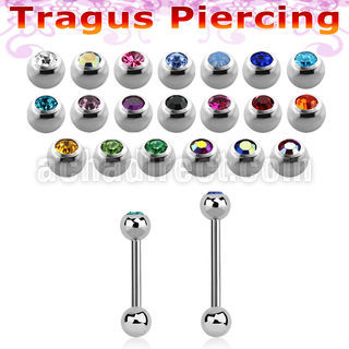 trg43 barbell tragus acero quirurgico bola parte superior joya bola acero liso