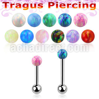 trgop3ss piercing tragus acero quirurgico 1mm opalo 3mm bola 3mm acero liso inferior distribuidor