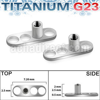 tsa2 base solida titanio g23 piercing superficial microdermal tres agujeros circulares base conector rosca interna venta
