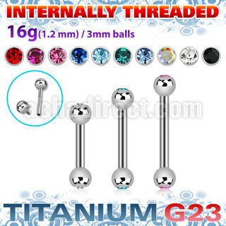 ubbejb3i titanium g23 internal barbell 3mm jewelball