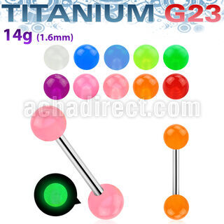 ubbgl barbell lengua titanio g23 bolas brillan oscuridad 6mm 16mm mayorista