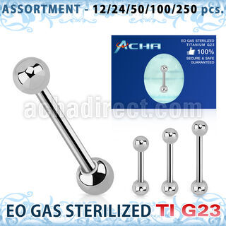 ublk481 surtido piercing surtido 250 50 barbells ceja titanio g23 esterilizados bolas 3mm distribuidor
