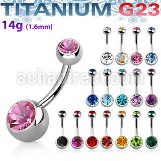 ubn2cg piercing ombligo titanio g23 bola joya bisel 8mm 5mm al por mayor