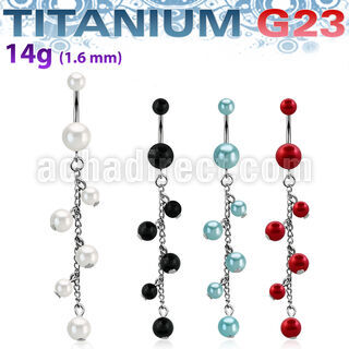 ubndpr7 piercing ombligo titanio g23 bolas perla falsas 5 8mm multiples perlas mayorista