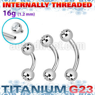 ubnejb4i titanium g23 eyebrow banana jewel balls internal