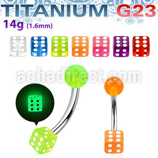 ubngld piercing ombligo titanio g23 dado acrilico 5mm brilla oscuridad mayorista