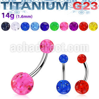 ubngt piercing ombligo titanio g23 bolas acrilicas glitter 5 8mm distribuidor