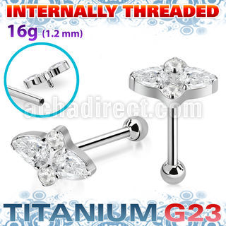 uhein31 titanium g23 barbell 16g tear cz ball internal