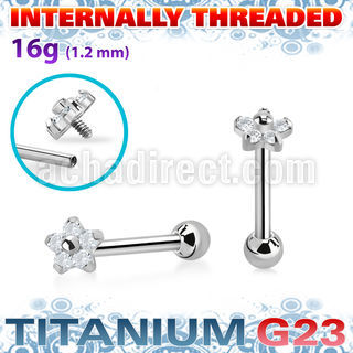 uhein54 titanium barbell 16g flower cz ball internal