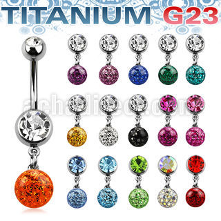 umcd626 piercing ombligo titanio g23 bolas joya bisel 5 8mm bola multi cristal 8mm 10mm venta