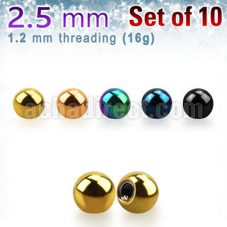 xbt25 pack 10 bolas acero quirurgico anodizado 2 5mm rosca al por mayor
