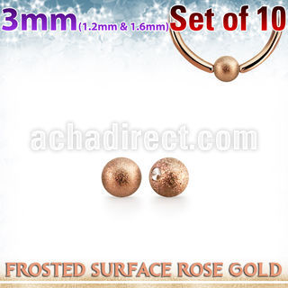 xdpfobr3 set unidades bolas acero chapado pvd oro rosa superficie efecto esmerilado aros bola presion