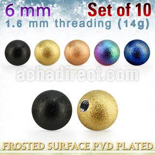 xfobt6g pack 10 bolas acero 316l pvd 6mm superficie efecto esmerilado rosca distribuidor mayorista