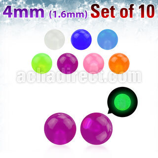 xglb4 pack 10 bolas acrilicas brillan oscuridad 4mm rosca venta