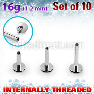 xlb16gin pack 10 barras labret acero quirurgico rosca interna mayorista