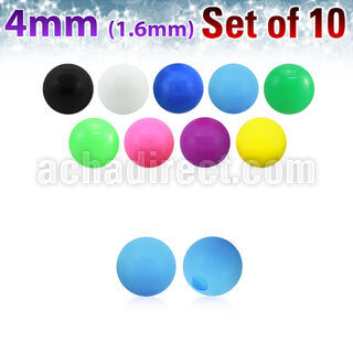 xsab4 set 10 bolas acrilicas 4mm colores solidos rosca mayorista