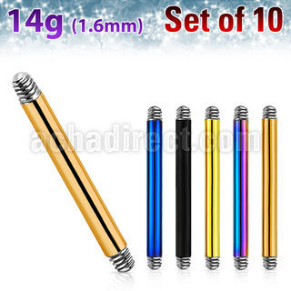 xtbb14g pack 10 barras barbells acero 316l anodizado rosca venta