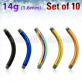 xtbn14g pack 10 barras bananas ombligo acero 316l anodizado rosca mayorista