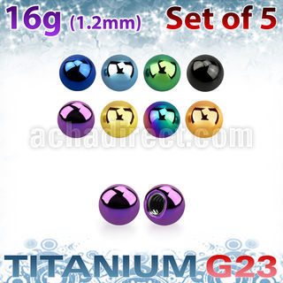 xubt25 pack 5 bolas titanio g23 anodizado 2 5mm rosca mayorista