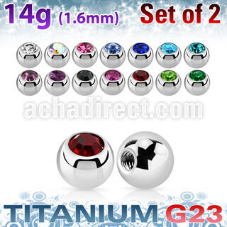 xujb5 pack 2 bolas titanio g23 brillo espejo 5mm cristal colores bisel rosca distribuidor mayorista