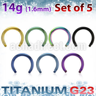 xutcb14 set 5 barbell circular titanio g23 anodizado rosca venta
