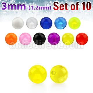 xuvb3 set 10 bolas acrilico uv 3mm rosca mayorista