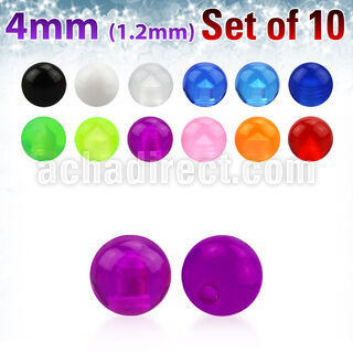 xuvb4s set 10 bolas acrilico uv 4mm rosca mayorista
