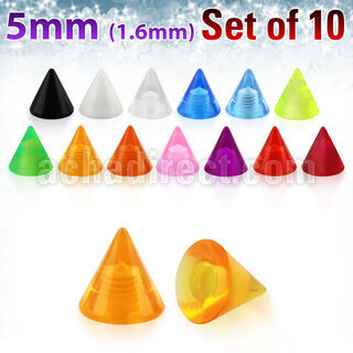 xuvcn5 set 10 conos acrilico uv 5mm rosca al por mayor