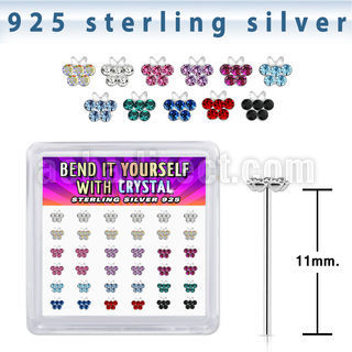 yxbufm36 silver bend it yourself nose studs 22g butterfly 36