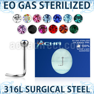znscb25 piercing esterilizado piercing nariz l acero 316l cristal redondo bisel 1 5mm al por mayor