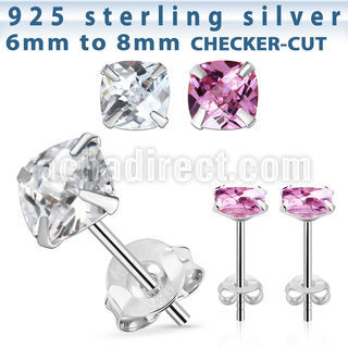 zsqfm par pendientes oreja plata 925 zirconia cubica display cuadros cortado cuadrado distribuidor