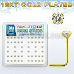 18sz25xc caja display piercing nariz l plata esterlina 925 0 6mm oro 18 kts grandes zirconia claras 2 5mm mayorista