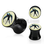 apgdd dilatacion plug doble flare acrilico negro logo paloma mirando izquierda venta