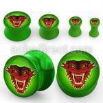 apgdrg dilatacion plug doble flare acrilico verde veneno logo dragon rojo fondo verde veneno mayorista