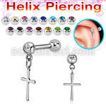 bber75 barbell helix acero quirurgico bola 4mm joya bisel lado bola 4mm acero liso colgante cruz lisa al por mayor