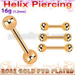 bbertt20 piercing helix barbell acero 316l pvd oro rosa bolas 4mm mayorista