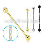 bbindz pvd plated titanium industrial barbell 14g pave cz