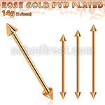 bbittcn4 barbell industrial acero 316l pvd oro rosa conos 4mm mayorista