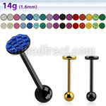 bbmtj4 barbell lengua acero quirurgico anodizado negro 1 6m redonda 7mm bola acero 5mm 16mm venta