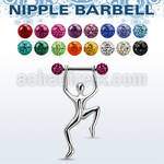 bbnpd15 barbell pezon acero quirurgico bolas 5mm multi cristal ferido hombre colgando plata distribuidor mayorista
