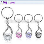 bcrsz416 aro bola presion acero 316l colgante zirconia redonda ajustada presion plata venta