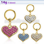 bcrtg705 aro bola presion acero 316l pvd dorado corazon tachonado cristal colgado venta