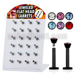 blbkm display 24 labret acero quirurgico anodizado negro rosca interna joyas planas 2 5mm 8mm distribuidor mayorista