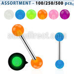 blk268 surtido piercings surtido barbells lengua acero quirurgico bolas brillan oscuridad 5mm 16mm mayorista