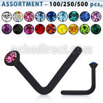 blk424 surtido piercings surtido piercing nariz l acrilico negro cristal redondo 2mm venta
