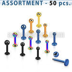 blk73 surtido piercings 50 labrets acero 316l anodizado bola 3mm 8mm 10mm bola 4mm 8mm mayorista